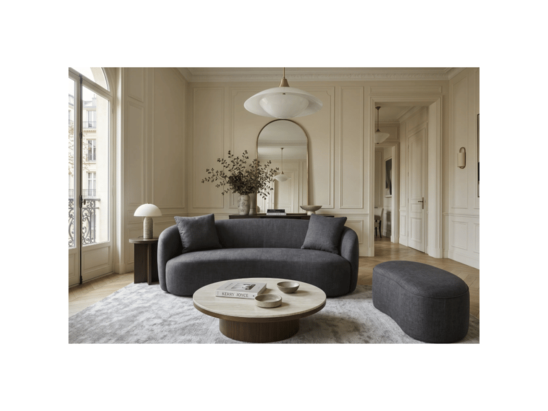  Canapé nyjy avec pouf coffre en velours – gris graphite – 178 x 67 x 120 cm  - Conforama B