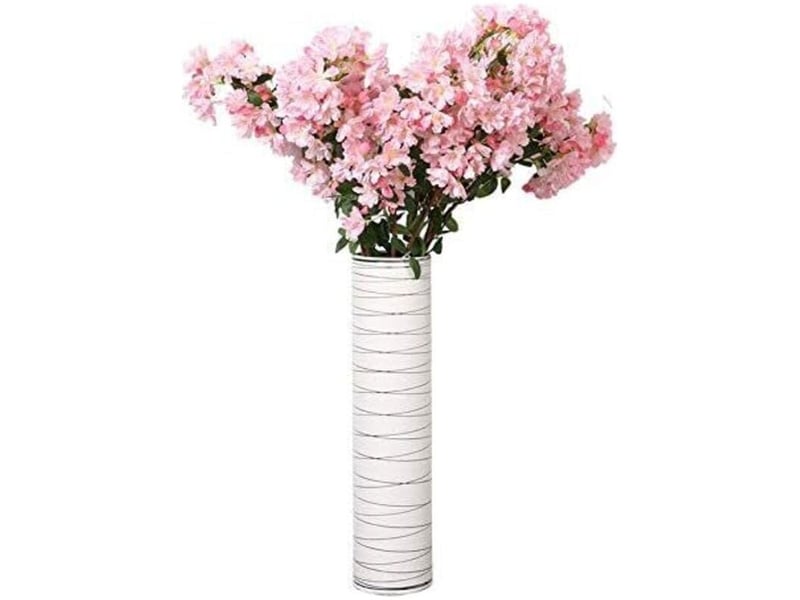  Fleur artificielle 105 cm faux cerisier fleur arbre 3 fourche sakura branche fleur artificielle soie de mariage fond décoration murale  - Conforama C