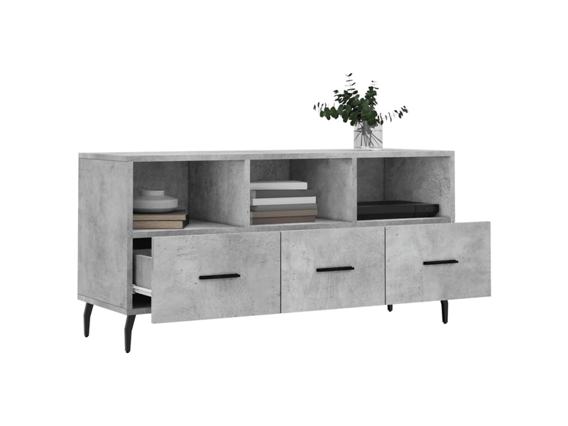  Meuble tv - banc tv - meuble de rangement gris béton 102x36x50 cm bois d'ingénierie  - Conforama D