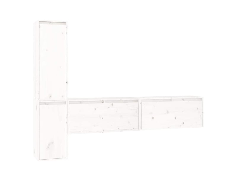  Lot de 4 meuble tv bas salon blanc bois massif de pin shl59605  - Conforama A