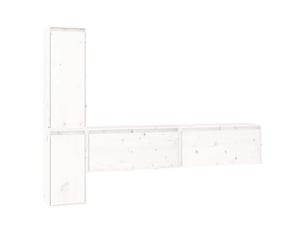 Lot de 4 meuble tv bas salon blanc bois massif de pin shl59605