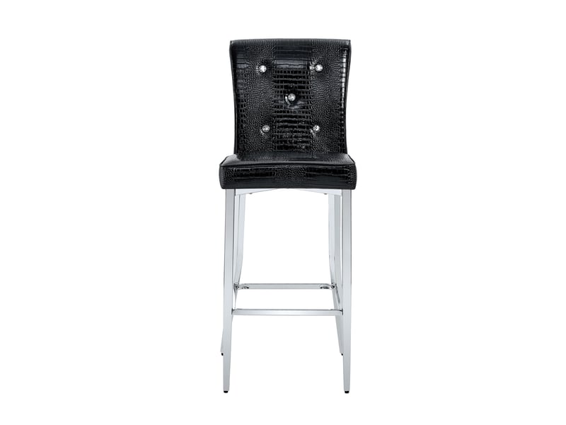Tabourets de bar par 2, simili effet crocodile noir, pieds chromés, h. 114,3 cm - Conforama A