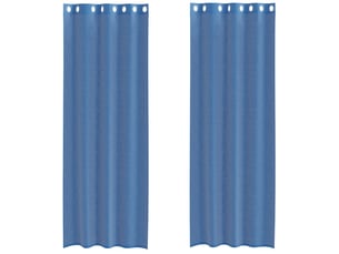 Lot de 2 rideaux en voile, voilages avec œillets bleu royal cf44351
