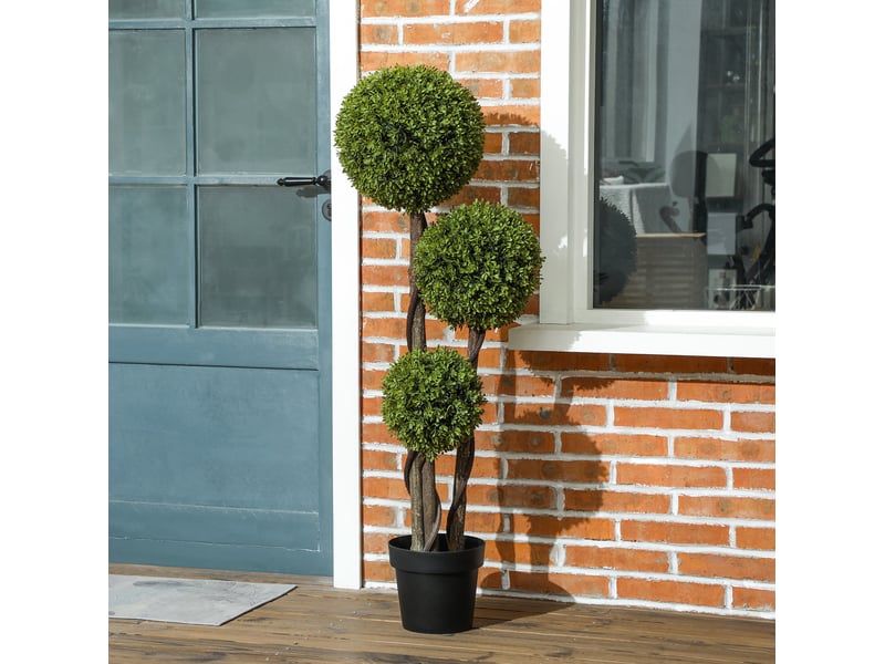  Buis artificiel 115 cm – vert – plante décorative en pot, sans arrosage ni engrais, pour intérieur et extérieur  - Conforama B