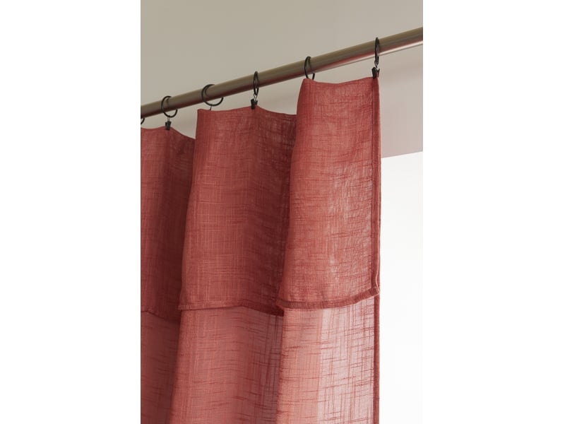  Rideau ajustable + 8 anneaux pince 140 x 270 cm polyester effet lin nia terracotta 15663 - Conforama E