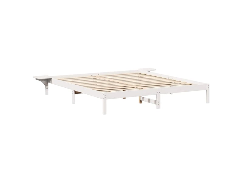 Lit double- lit adulte - cadre de lit blanc 200 x 200 cm pin massif - Conforama C