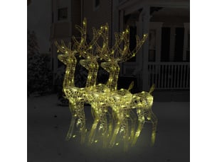 Décorations de noël de renne acrylique 3 pcs 128 cm blanc chaud