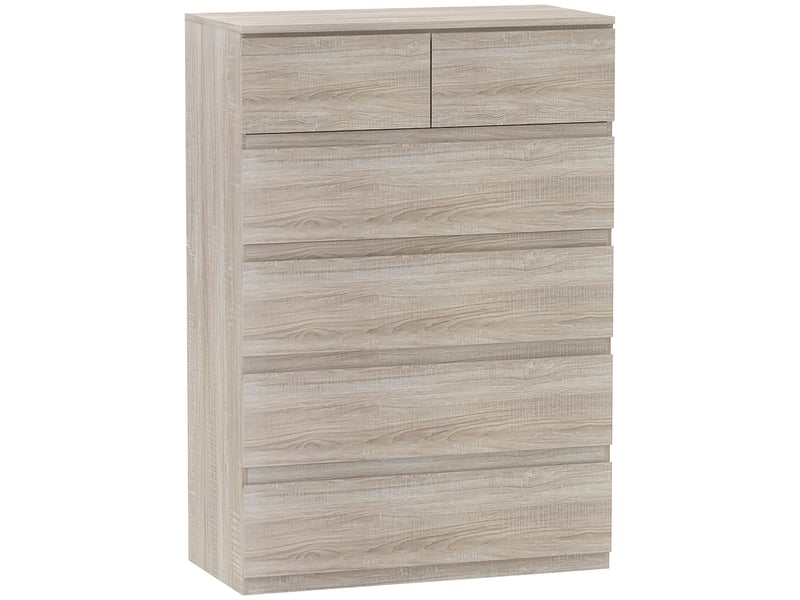  Commode 6 tiroirs meuble de rangement sans poignées design minimaliste 80 x 39 x 115 cm bois naturel  - Conforama A