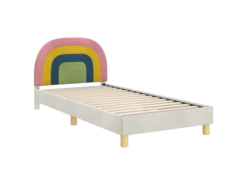Cadre de lit pour enfants - lit jeune avec tête de lit crème 80 x 200 cm - Conforama D