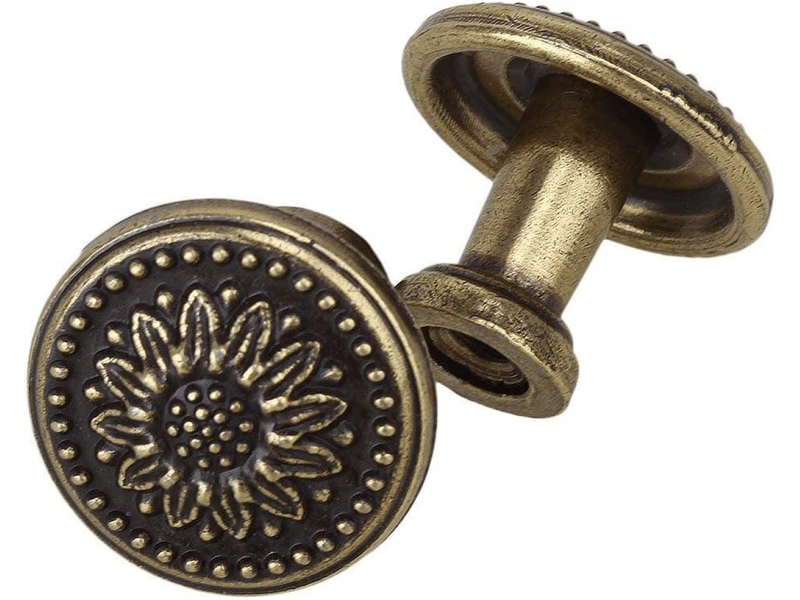  10 boutons vintage en laiton de 35 mm avec design floral pour tiroirs de placards de cuisine, finition bronze ancien.  - Conforama A