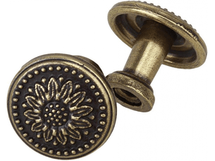 10 boutons vintage en laiton de 35 mm avec design floral pour tiroirs de placards de cuisine, finition bronze ancien.