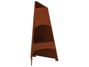 Brasero exterieur, foyer rouillé 50x50x95 cm acier patiné
