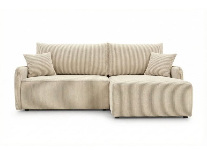  Sacha - canapé d'angle convertible petit velours côtelé 3 places beige  - Conforama A