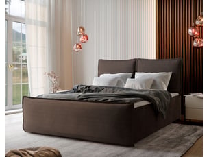 Lit avec rangement 180x200 cm <strong>MASSENO</strong> <strong></strong> coloris marron