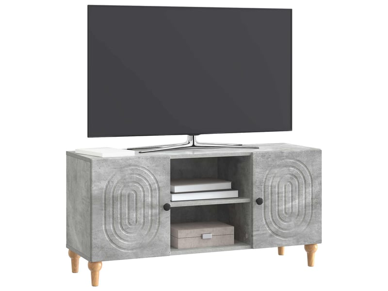  Meuble tv - banc tv - meuble de rangement gris béton 102 x 34,5 x 50 cm bois d'ingénierie  - Conforama C
