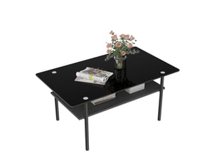 Table basse rectangulaire coloris noir LPOSPI - 57.7 cmx97.7 cm