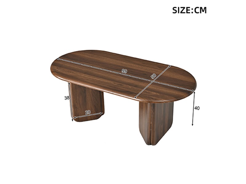  Table basse ovale 99x50x40 cm finition noyer en mdf, pieds décoratifs arrondis et charge 40 kg Fay Lum - Conforama C