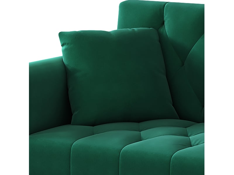  Canapé-lit convertible 175x80x73,5 cm, avec porte-verre, 3 angles d’inclinaison, finition velours vert  - Conforama D