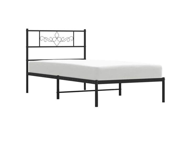  Lit simple- lit adulte -  cadre de lit métal sans matelas avec tête de lit noir 90x200 cm  - Conforama C