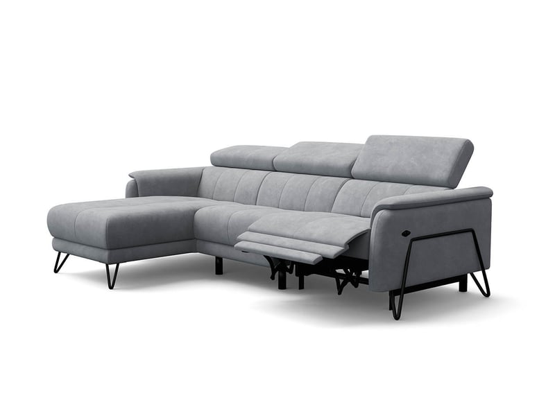  Canapé d'angle 4 places roden avec relax, tissu velours gris clair RODEN - Conforama A