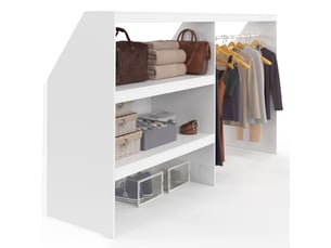 Kit dressing sous pente avec étagère 2 niveaux et penderie tomi 195 x 50 x 70-110 cm blanc
