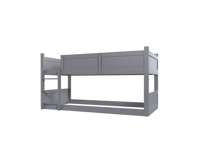  Lit superposé enfant 90x200 cm – gris – 3 couchages modulables avec barrières hautes - sans matelas  - Conforama D