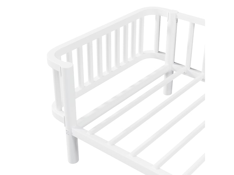  Lit banquette 90x200 cm en métal blanc, cadre à lattes renforcé, pour optimiser l'espace, sans matelas  - Conforama D