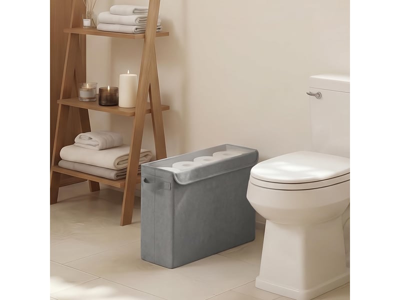  Panier porte papier toilette avec couvercle en pvc transparent, rangement salle de bain, 12 rouleaux standard  - Conforama E