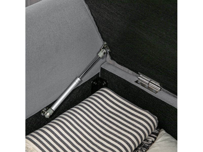  Banc de rangement 126 x 48,5 x 57 cm gris en polyester, assise capitonnée avec coffre sous l'assise  - Conforama D