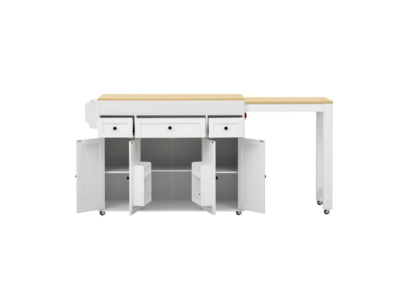  Ilot de cuisine 4 portes 3 tiroirs coloris blanc mdf  - Conforama A