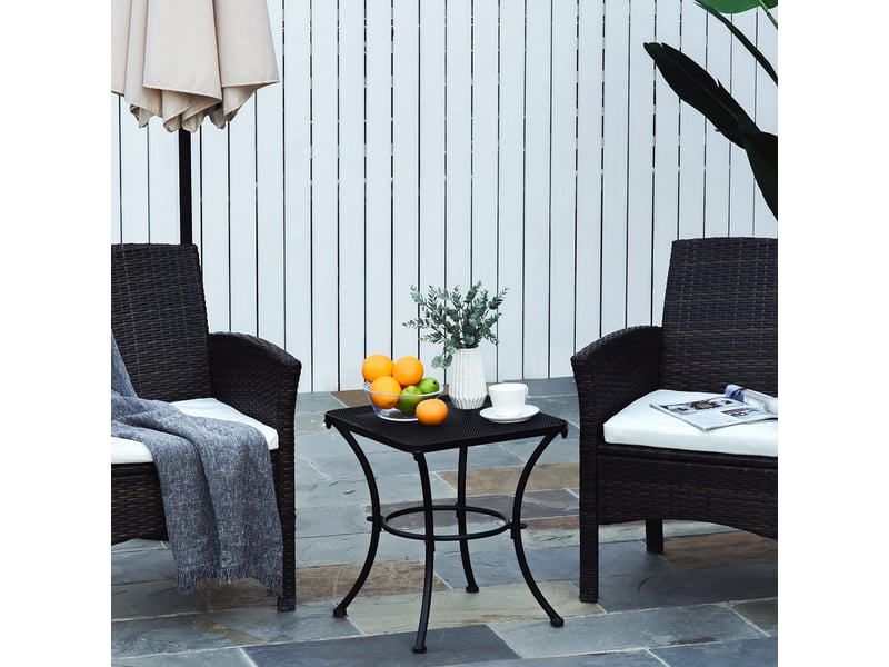  Table appoint jardin 45x45x50 cm, rectangulaire, intempéries, maille, balcon, métal, camping, salonbureau, noire.  - Conforama C