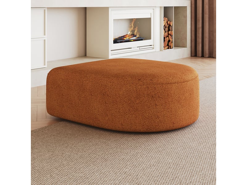  Pouf orange en tissu repose-pieds de salon rembourrage mousse 87x84x38cm  - Conforama B