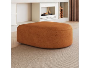 Pouf orange en tissu repose-pieds de salon rembourrage mousse 87x84x38cm