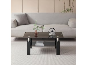 Table basse en verre trempé noir - design moderne et élégant pour salon