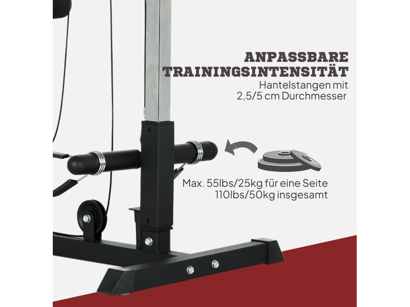  Station de musculation à poulie 140x108x197 cm résistance réglable métal noir  - Conforama B