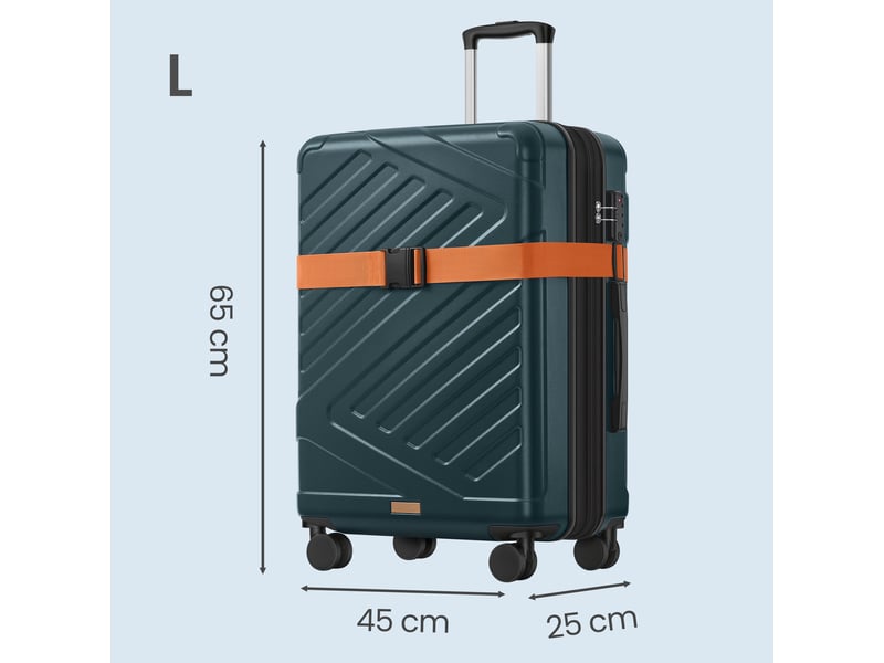  Valise extensible avec serrure tsa et 4 roulettes doubles, pour voyage, abs, vert  - Conforama D