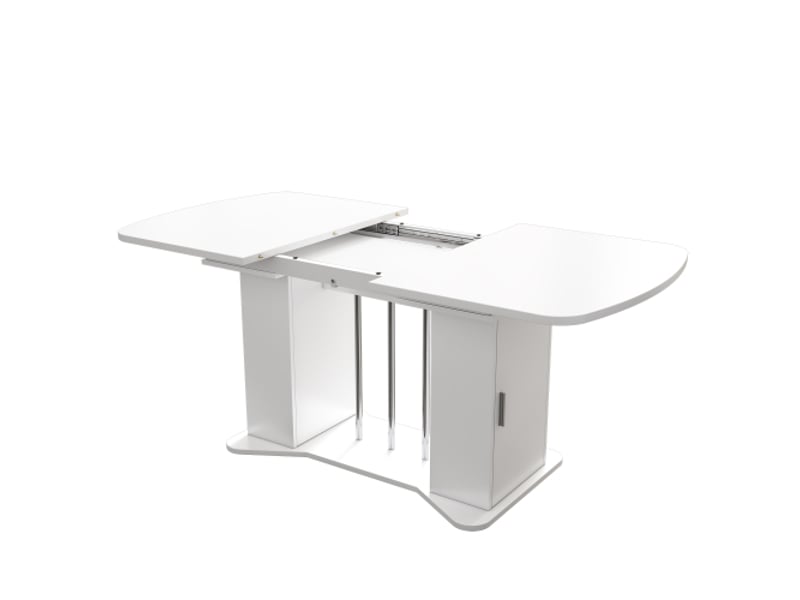  Table à manger extensible multifonction 120160 x 80 cm avec rangement, style moderne, pieds métalliques argentés  - Conforama A