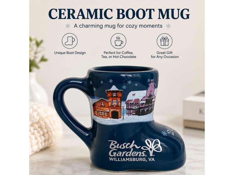 Tasse en céramique, forme botte, bleu, 190 ml - Conforama C