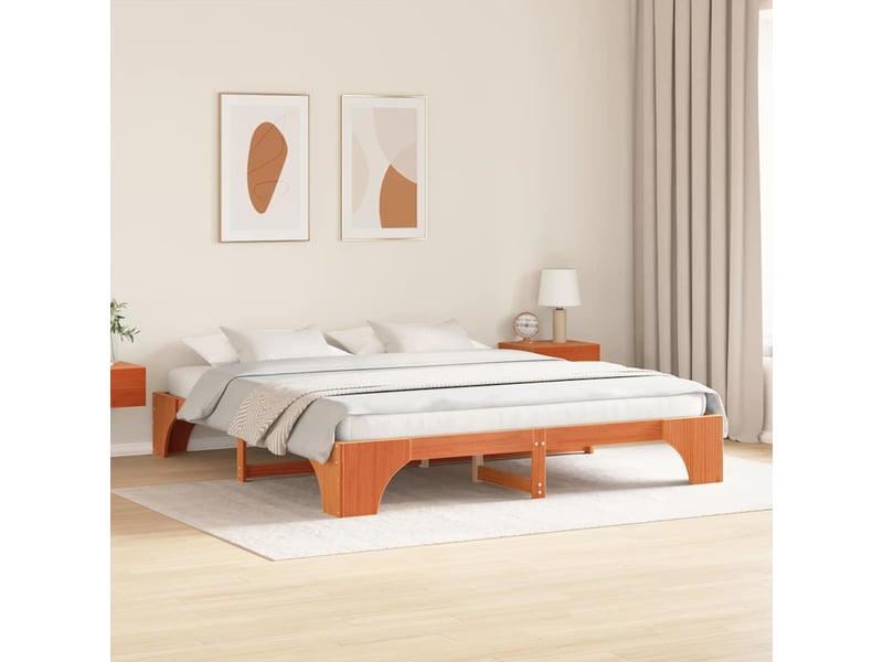  Lit double- lit adulte -  cadre de lit brun  180 x 200 cm pin massif  - Conforama B