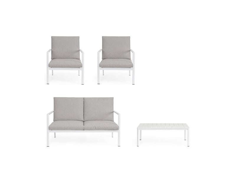  Salon de jardin moderne chaises canapé table basse en aluminium konnor - blanc  - Conforama D