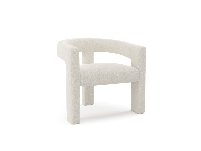 Fauteuil de salle à manger en bouclette crème mila MILABCCR - Conforama A