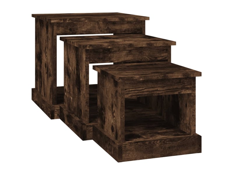  Tables basses 3 pcs | table de salon chêne fumé bois d'ingénierie  - Conforama E
