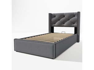 Lit coffre 90x200 cm <strong>BIQZUYA</strong> <strong></strong> coloris gris