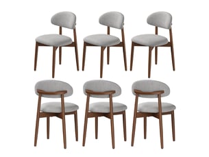 Lot de 6 chaises de salle à manger en tissu chenille, pieds en bois massif，43 x 51 x 83 cm，gris