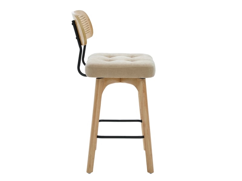  Lot de 2 tabourets de bar pivotants 360° 44x51x96 cm en chenille kaki  - Conforama E