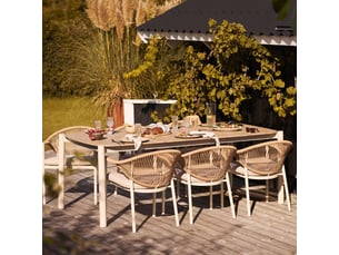 Table de jardin rectangulaire en aluminium plateau polyéthylène aspect bois - abelina