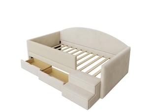 Lit avec rangement 90x190 cm <strong></strong>  <strong>ABC</strong> coloris beige