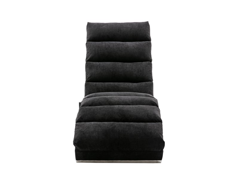 Fauteuil relax fixe noir en lin avec vibration douce, soutien complet et poches latérales - Conforama A