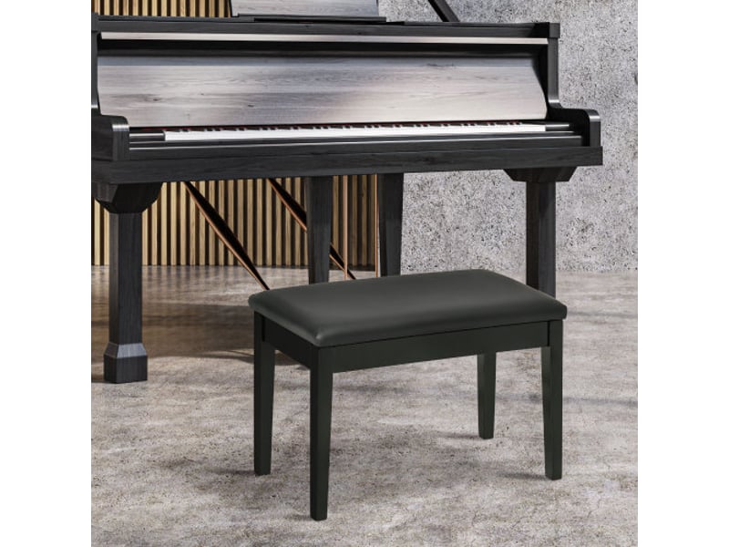  Banquette de piano réglable en hauteur avec rangement, coussin similicuir noir, 75 x 35 x 49 cm  - Conforama B