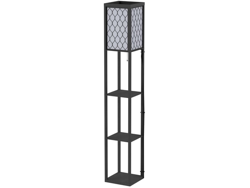  Lampadaire 26x26x160 cm avec trois compartiments ouverts mdf noir  - Conforama A